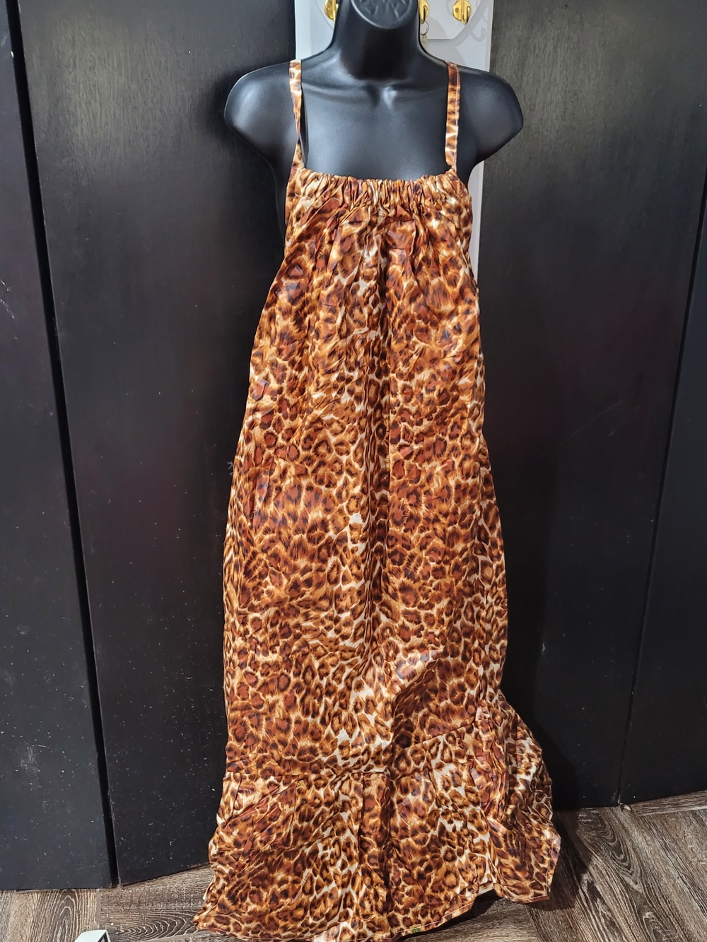 Women's Leopard Print Midi Dress - Brown Animal Print